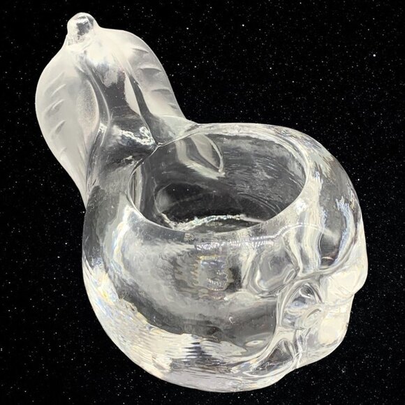 Vintage Art Glass Clear Partial Frosted Pear Votive Candle Holder 2.25”T 3.5”W - Picture 1 of 7